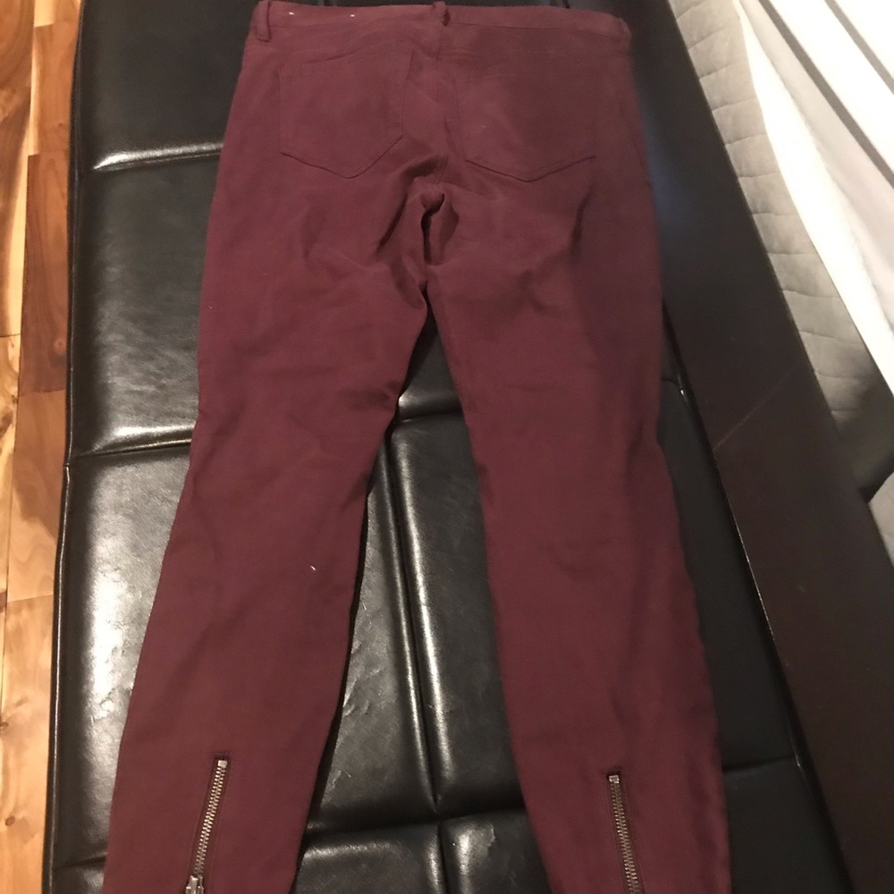 NWT LOFT soft cranberry pants with zipper detail